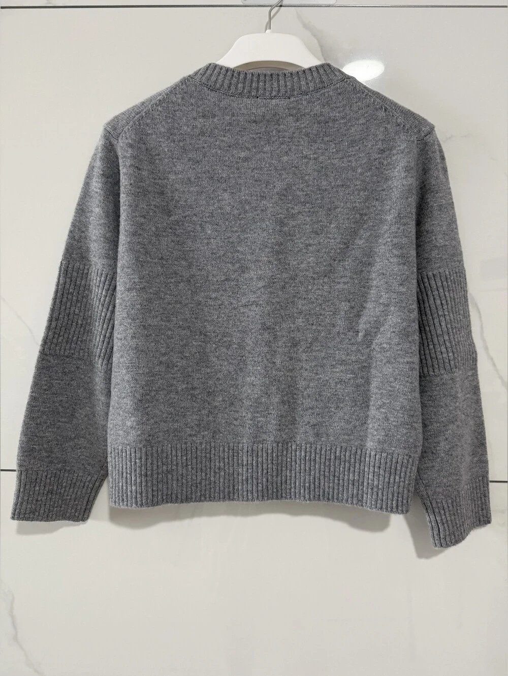 Chanel Gray Crewneck Cashmere Blend Cardigan Sweater